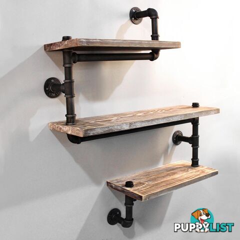 Rustic Industrial DIY Floating Pipe Shelf 3 Level