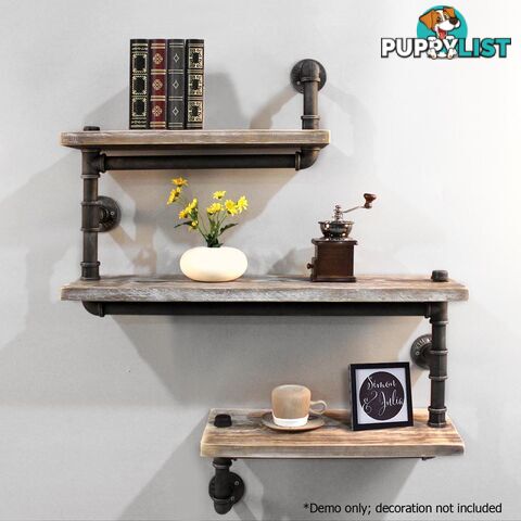 Rustic Industrial DIY Floating Pipe Shelf 3 Level