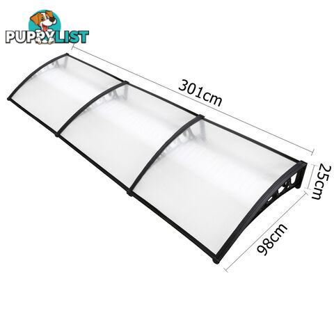 DIY Window Door Awning Outdoor Sun Shield Canopy UV Rain Patio Cover 1x3M