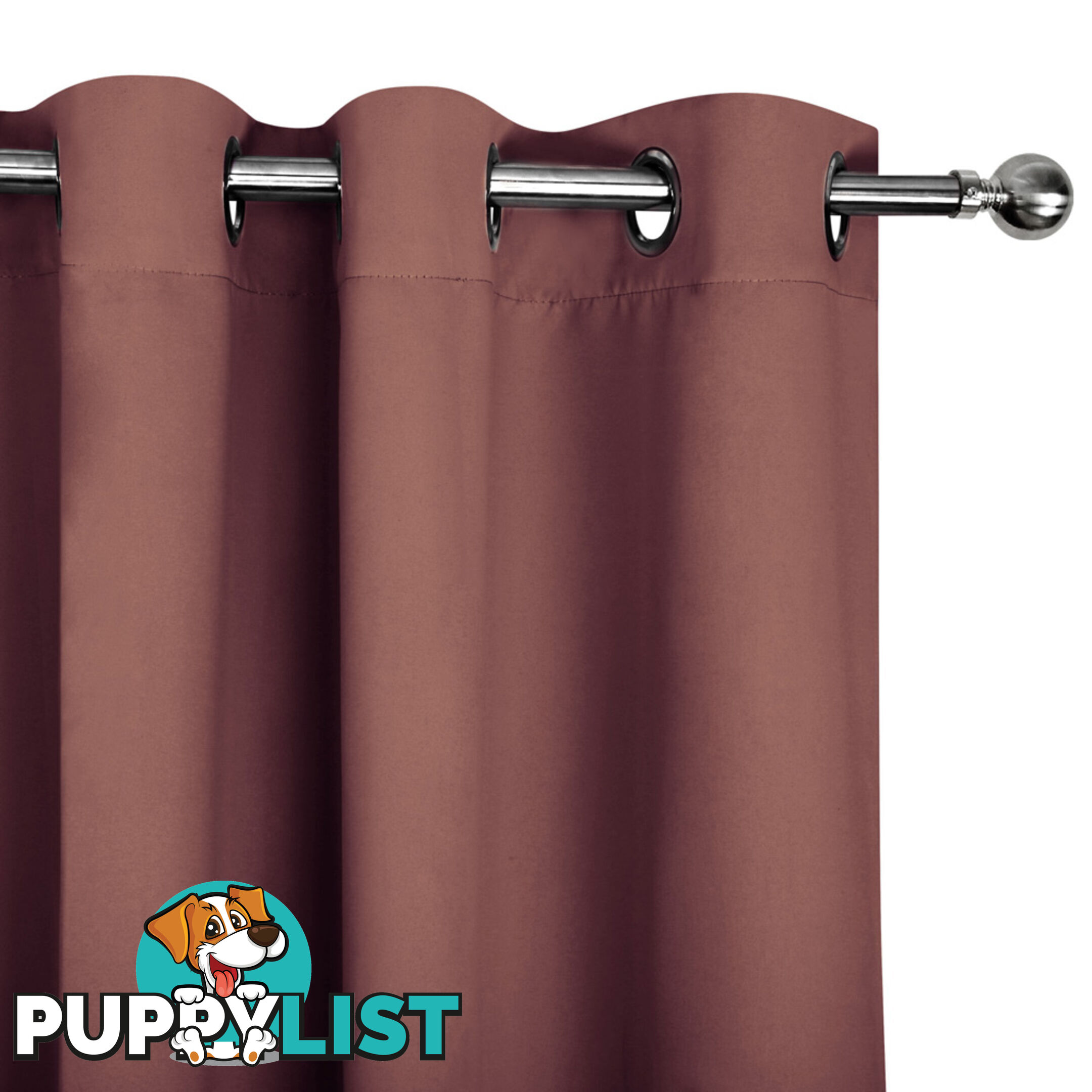 ArtQueen 3 Pass Eyelet Blockout Curtain Brown 180cm