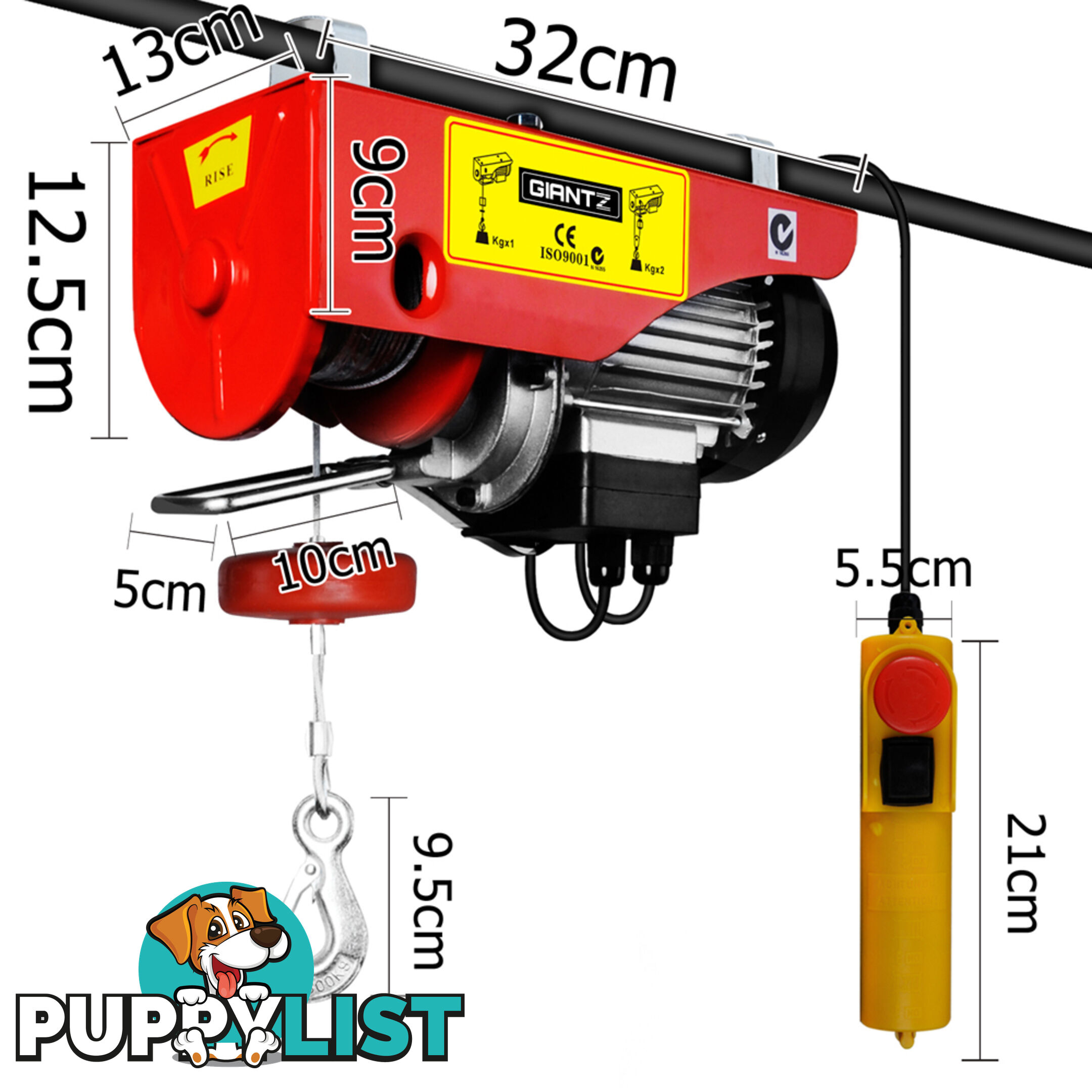 1200 W Electric Hoist Winch 300/600kg Professional Lift Power Tool 15m Rope