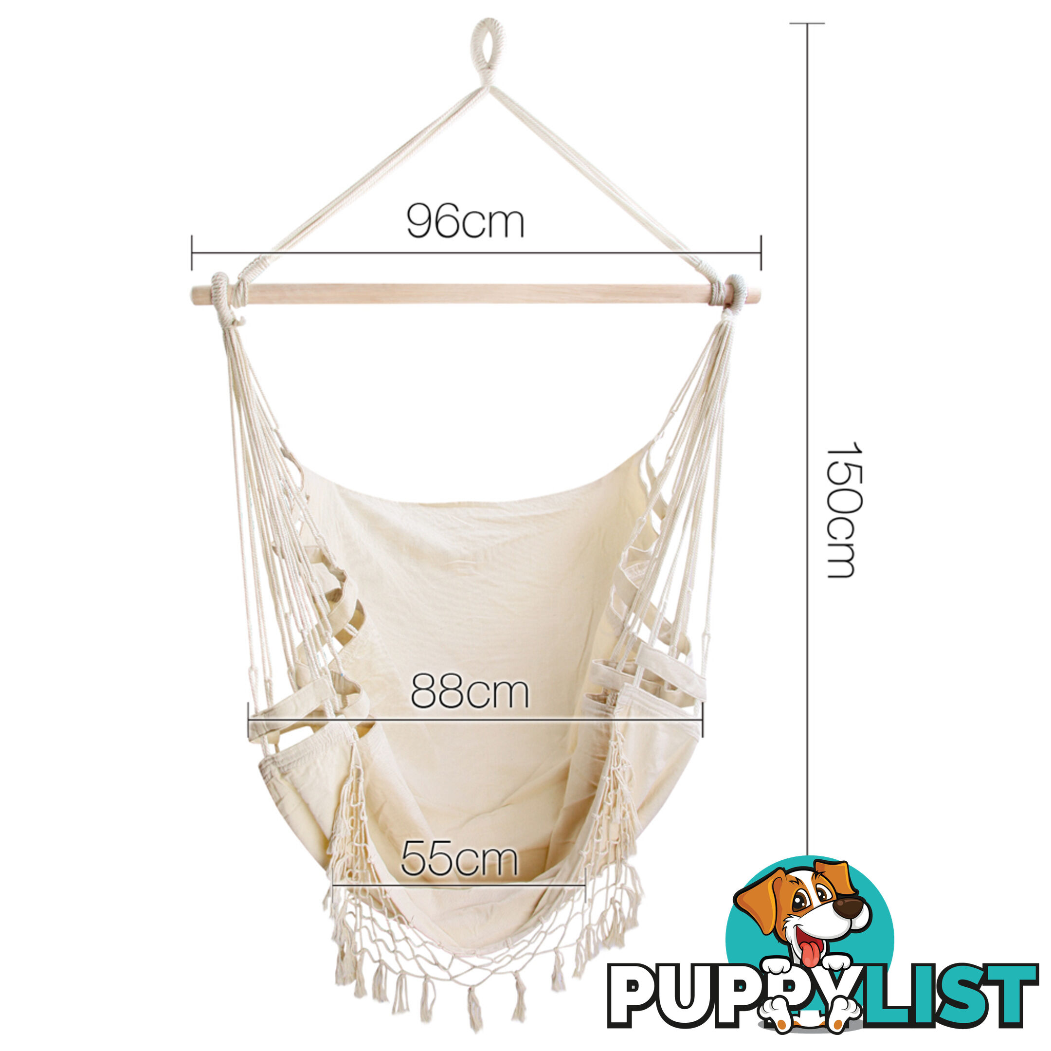 Creamy White Hanging Hammock Chair