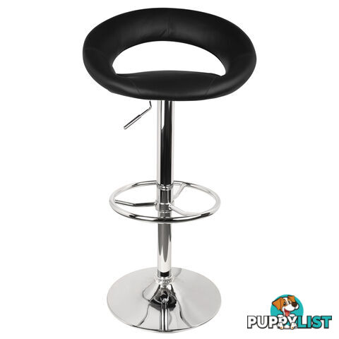 2 x Synthetic PU Leather Bar Stool Modern Kitchen Chair Gas Lift Black