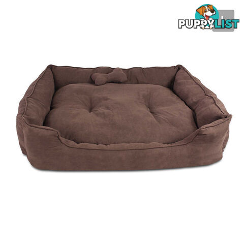 Deluxe Faux Suede Dog Bed Pet Cat Puppy Washable Soft Cushion Mat Basket Large