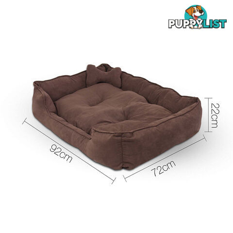 Deluxe Faux Suede Dog Bed Pet Cat Puppy Washable Soft Cushion Mat Basket Large