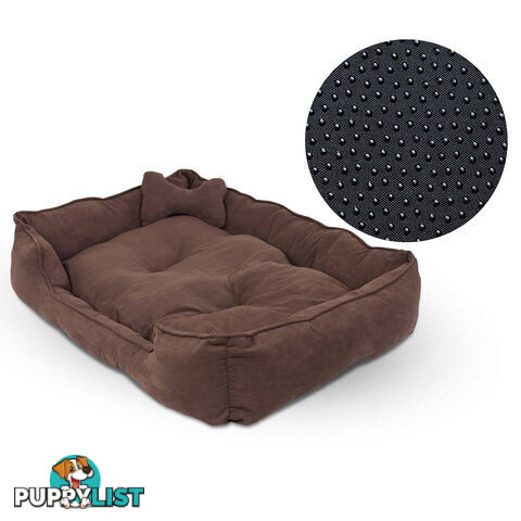 Deluxe Faux Suede Dog Bed Pet Cat Puppy Washable Soft Cushion Mat Basket Large