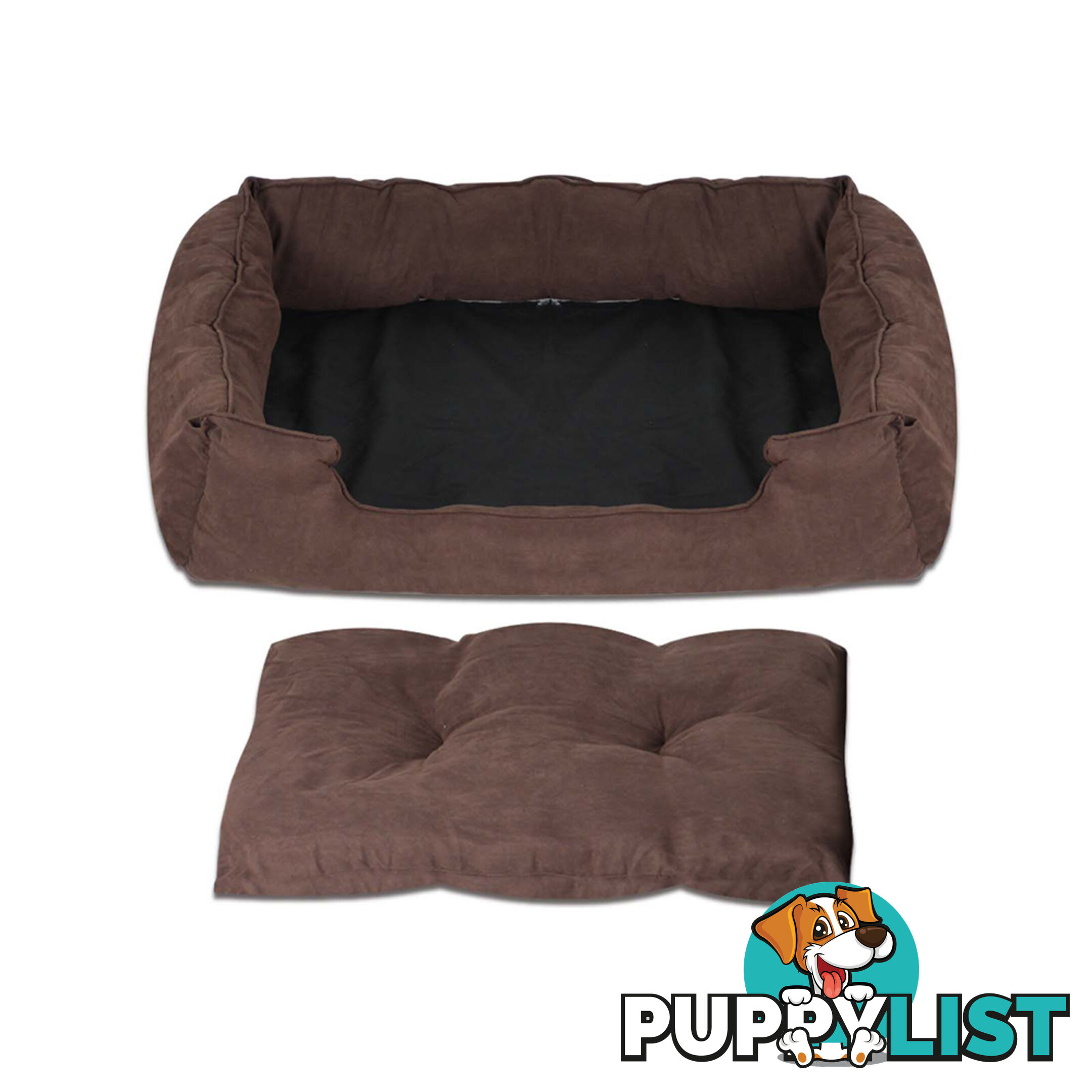 Deluxe Faux Suede Dog Bed Pet Cat Puppy Washable Soft Cushion Mat Basket Large