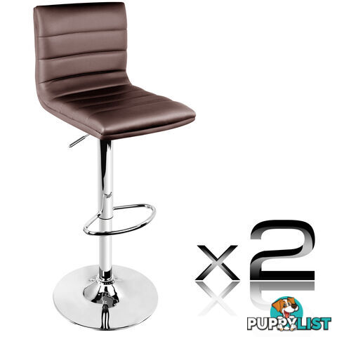 2 x PU Leather Backrest Kitchen Bar Stool Cafe Swivel Breakfast Stools Chocolate