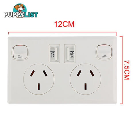 10A Double Australian USB Power Point Power Supply Wall Plug 2 Socket Switch