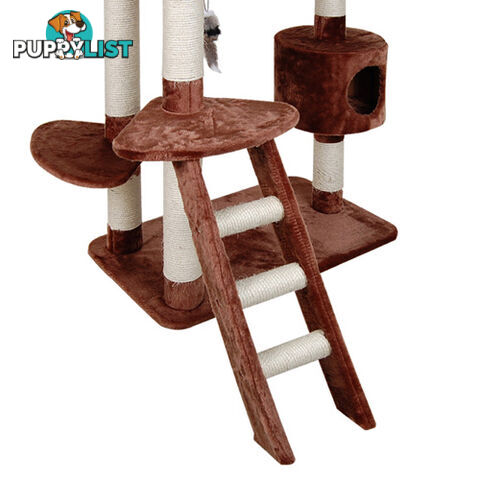 158cm Cat Scratching Poles Tree Multi Level Scratcher Post Gym House Toy Brown