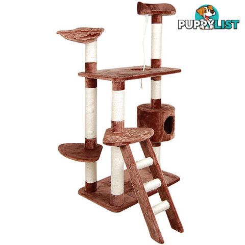 158cm Cat Scratching Poles Tree Multi Level Scratcher Post Gym House Toy Brown