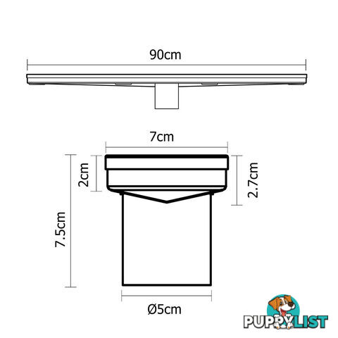 Square Stainless Steel Shower Grate Waste Linear Bathroom Drain Floor 900mm