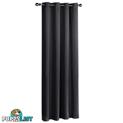 Luxury Blockout Eyelet Curtain 3 Layers Pure Fabric Room Darkening Black 300cm