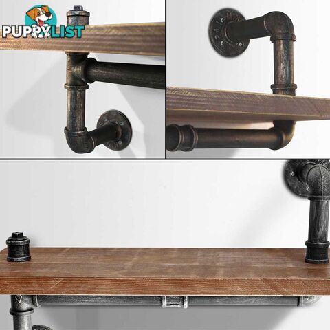 Rustic Industrial DIY Floating Pipe Shelf Towel Bar