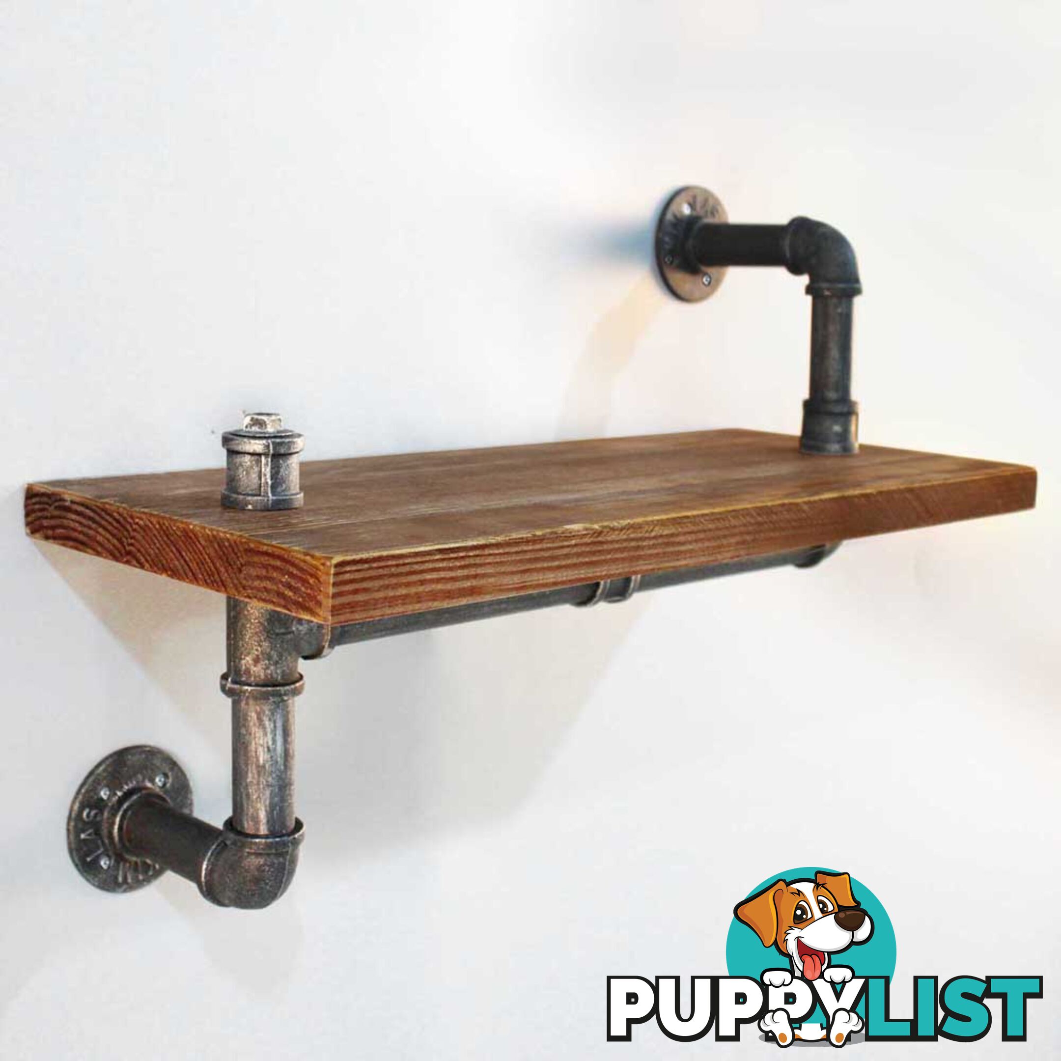 Rustic Industrial DIY Floating Pipe Shelf Towel Bar