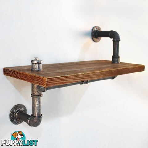 Rustic Industrial DIY Floating Pipe Shelf Towel Bar