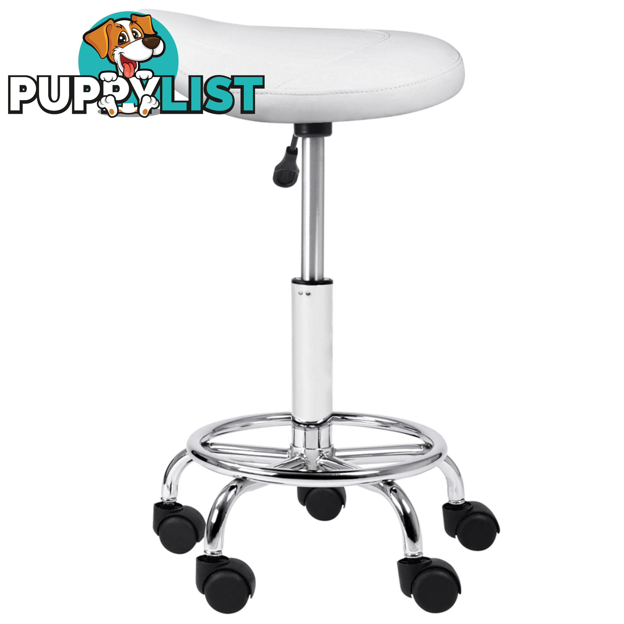 Saddle PU Swivel Salon Stool White