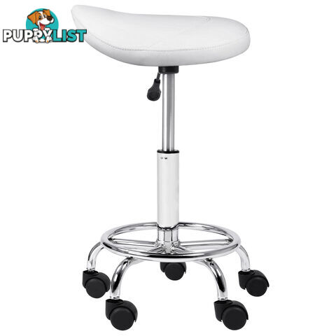 Saddle PU Swivel Salon Stool White