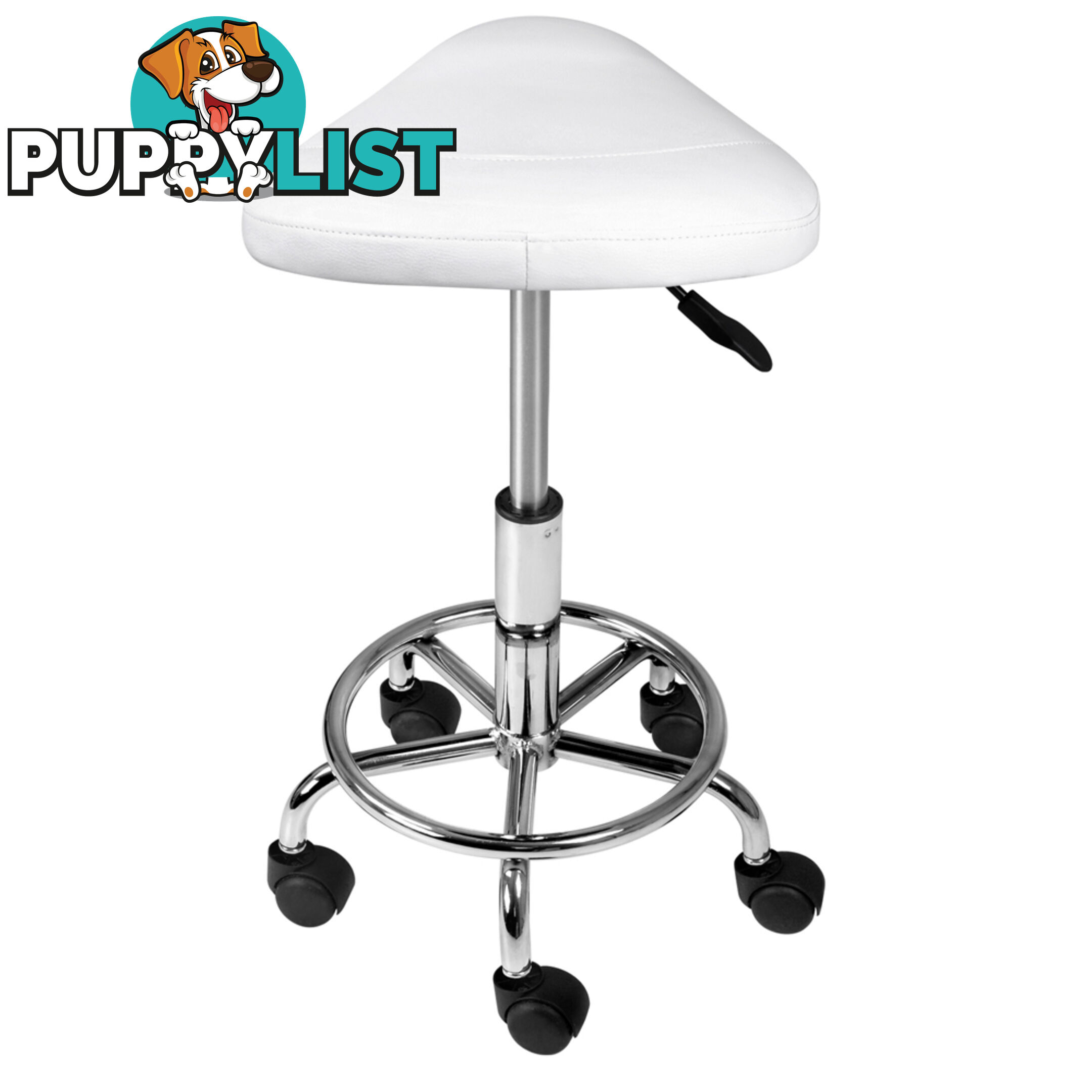 Saddle PU Swivel Salon Stool White