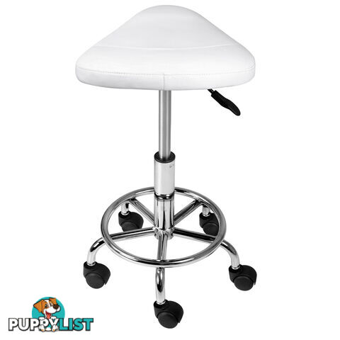 Saddle PU Swivel Salon Stool White