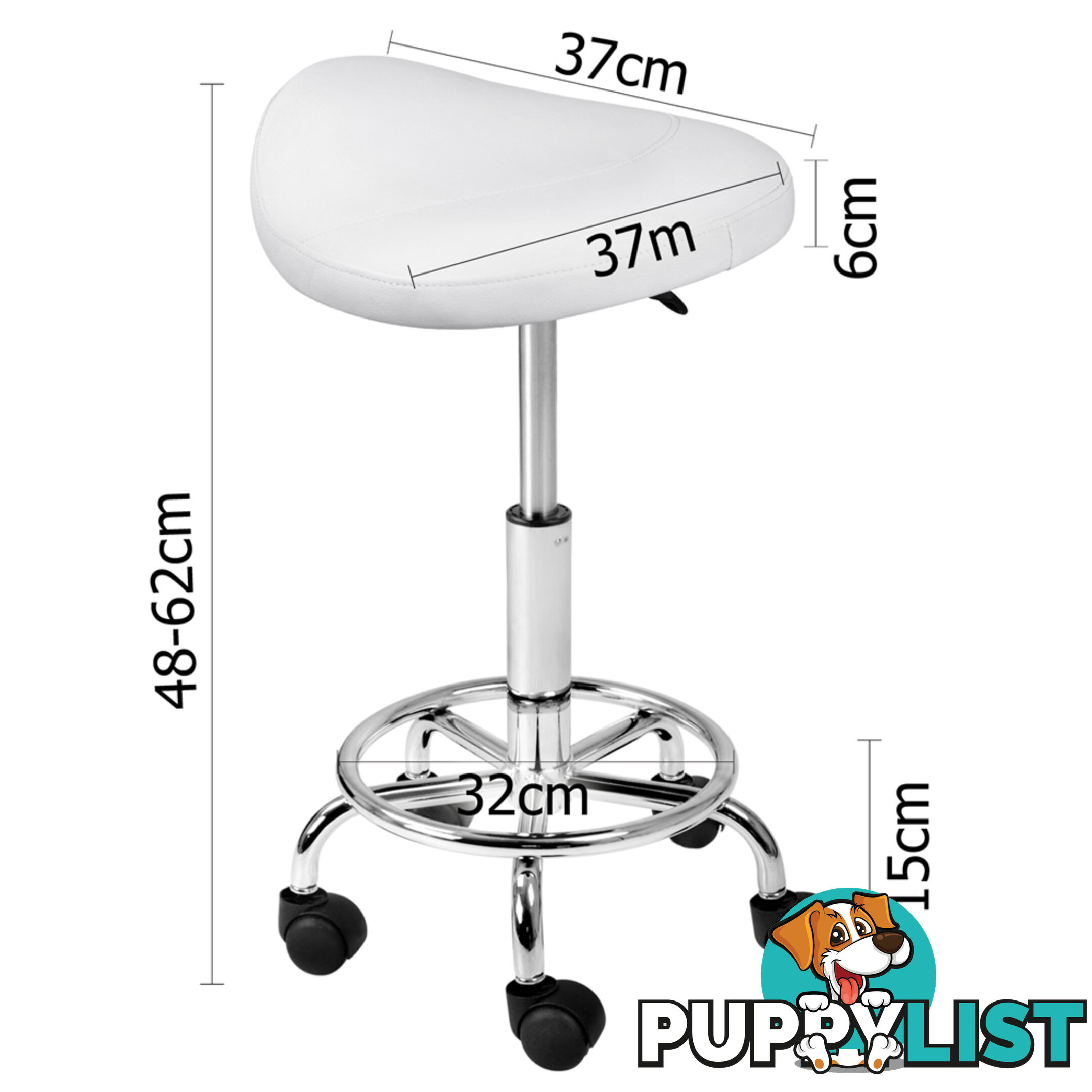 Saddle PU Swivel Salon Stool White