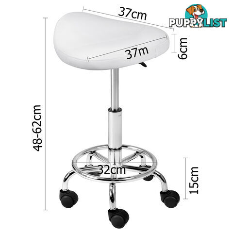 Saddle PU Swivel Salon Stool White