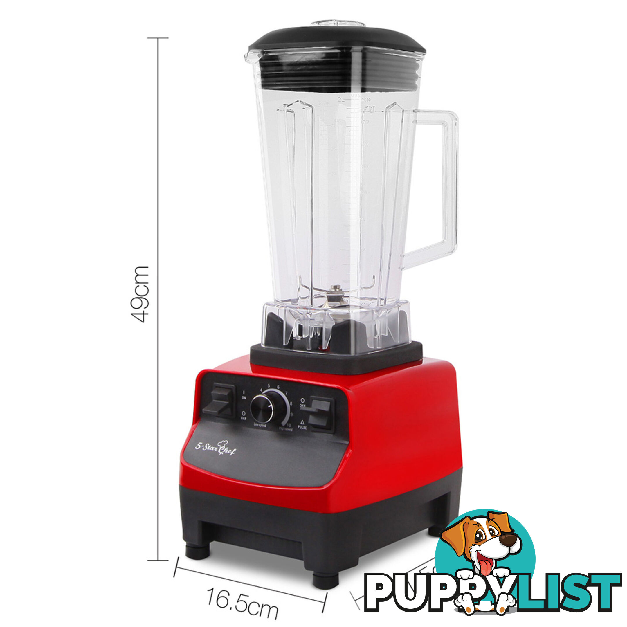 2-in-1 Food Processor & Blender 2L - Red