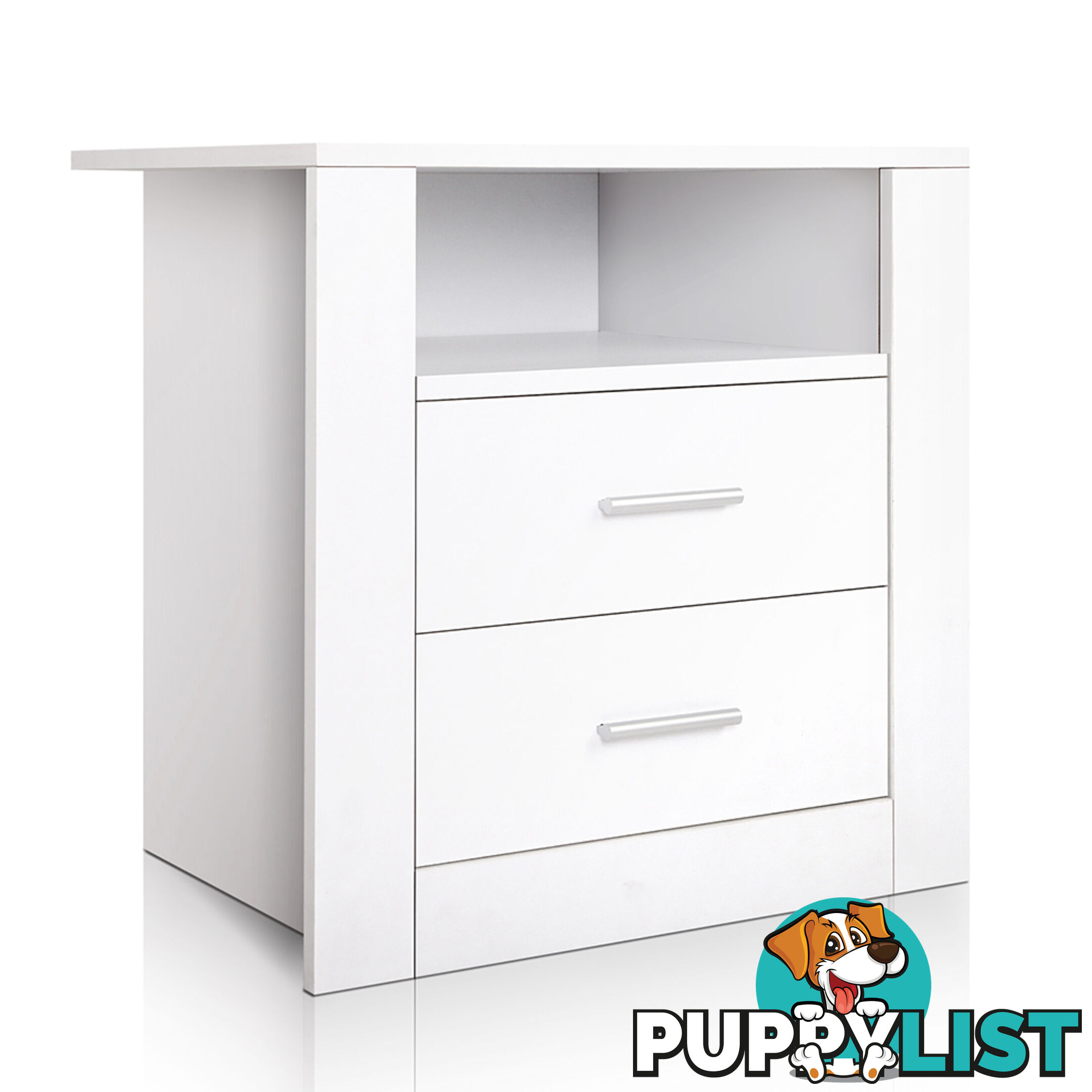 2 Drawers Bedside Table Anti-Scratch Night Stand Cabinet Unit Storage White