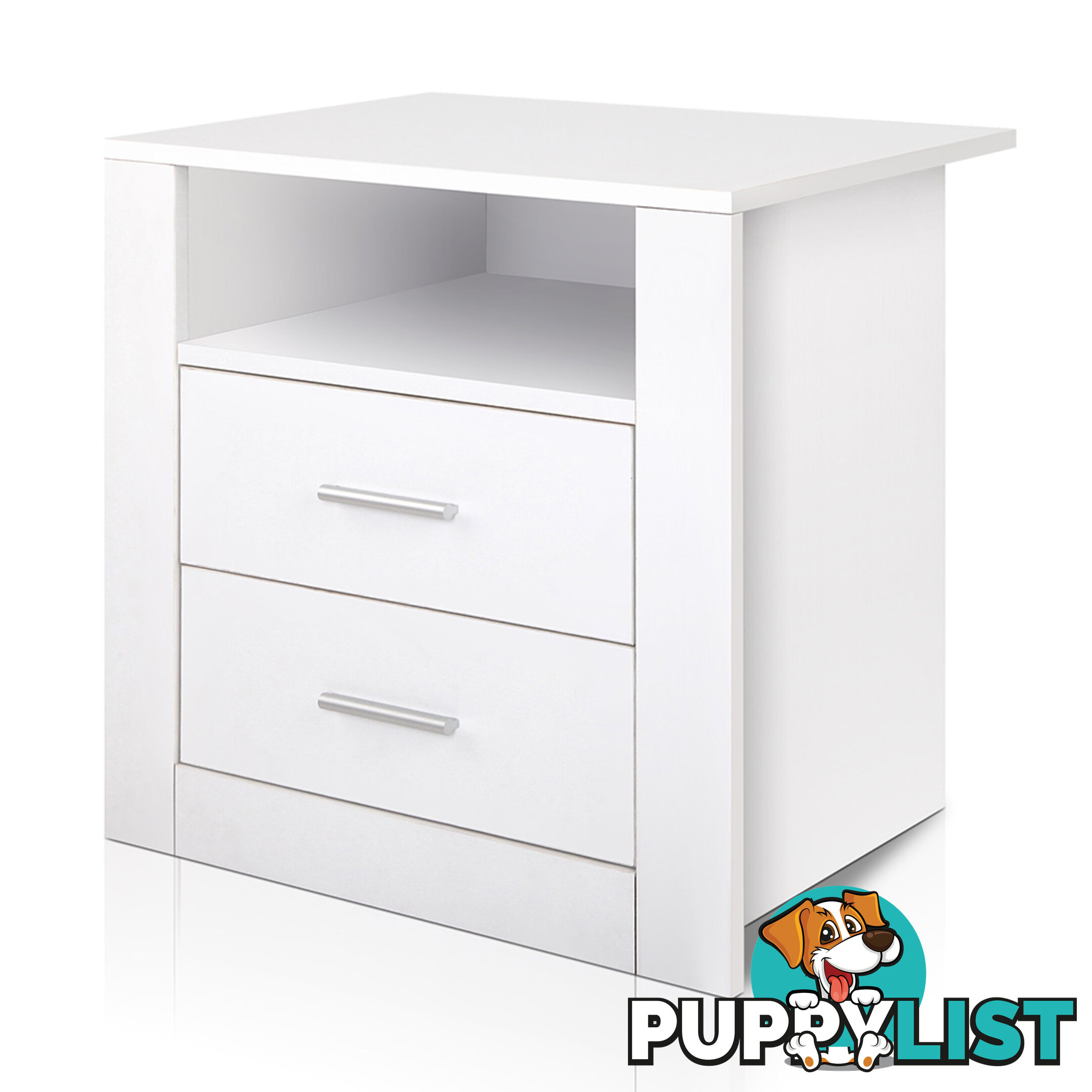 2 Drawers Bedside Table Anti-Scratch Night Stand Cabinet Unit Storage White