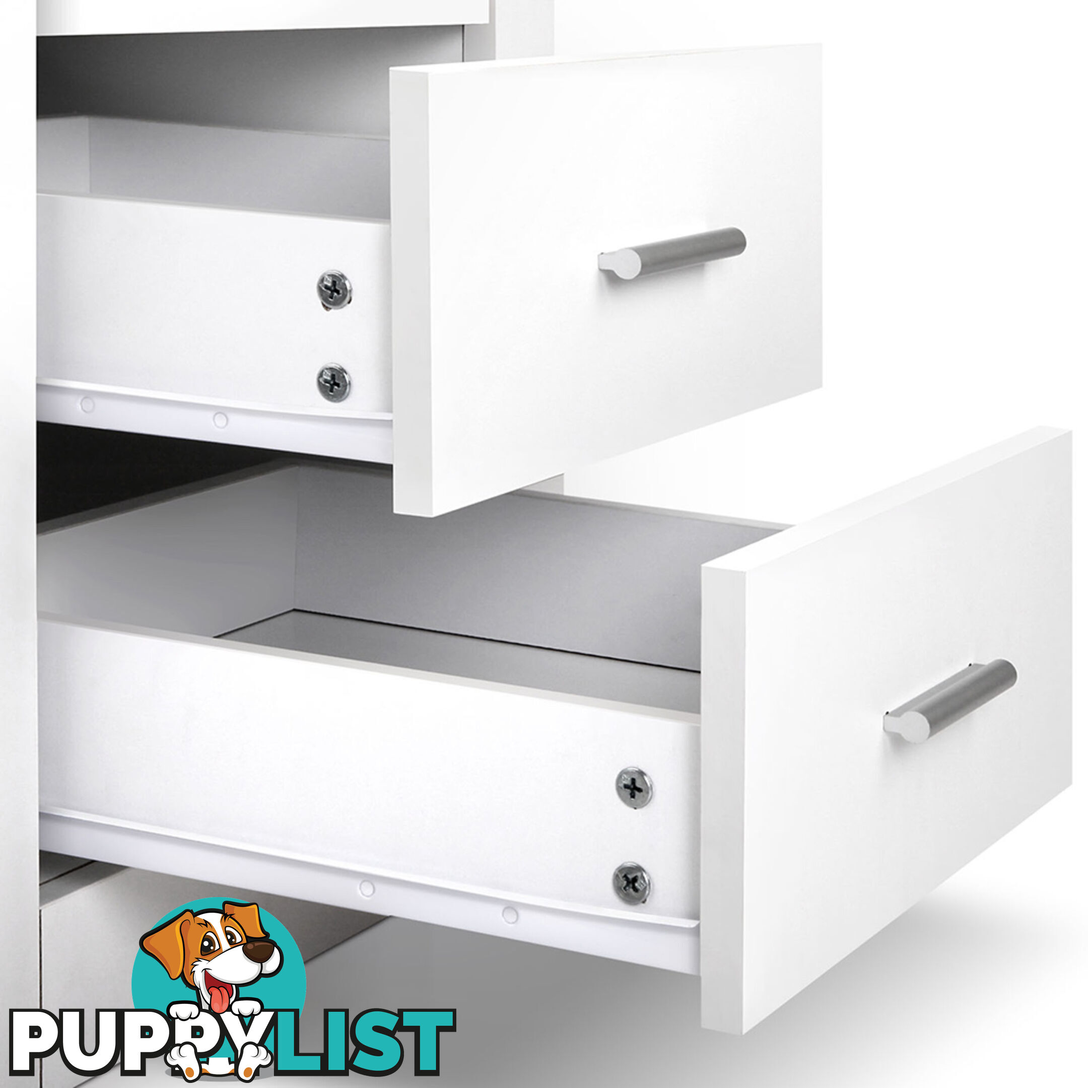 2 Drawers Bedside Table Anti-Scratch Night Stand Cabinet Unit Storage White