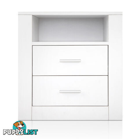 2 Drawers Bedside Table Anti-Scratch Night Stand Cabinet Unit Storage White