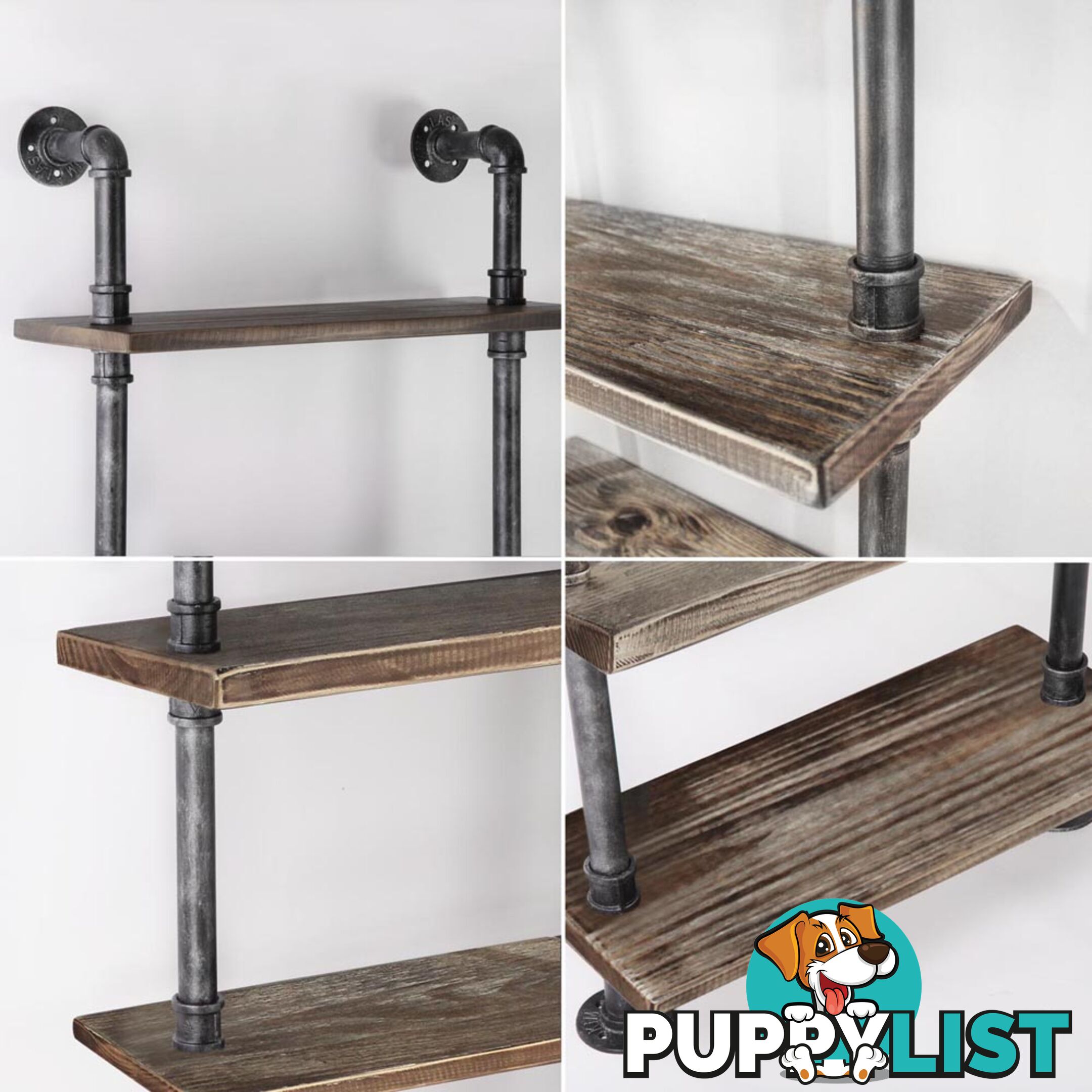 6 Level DIY Rustic Industrial Pipe Shelf Tier Wooden Bookshelf Home Cafe Deco