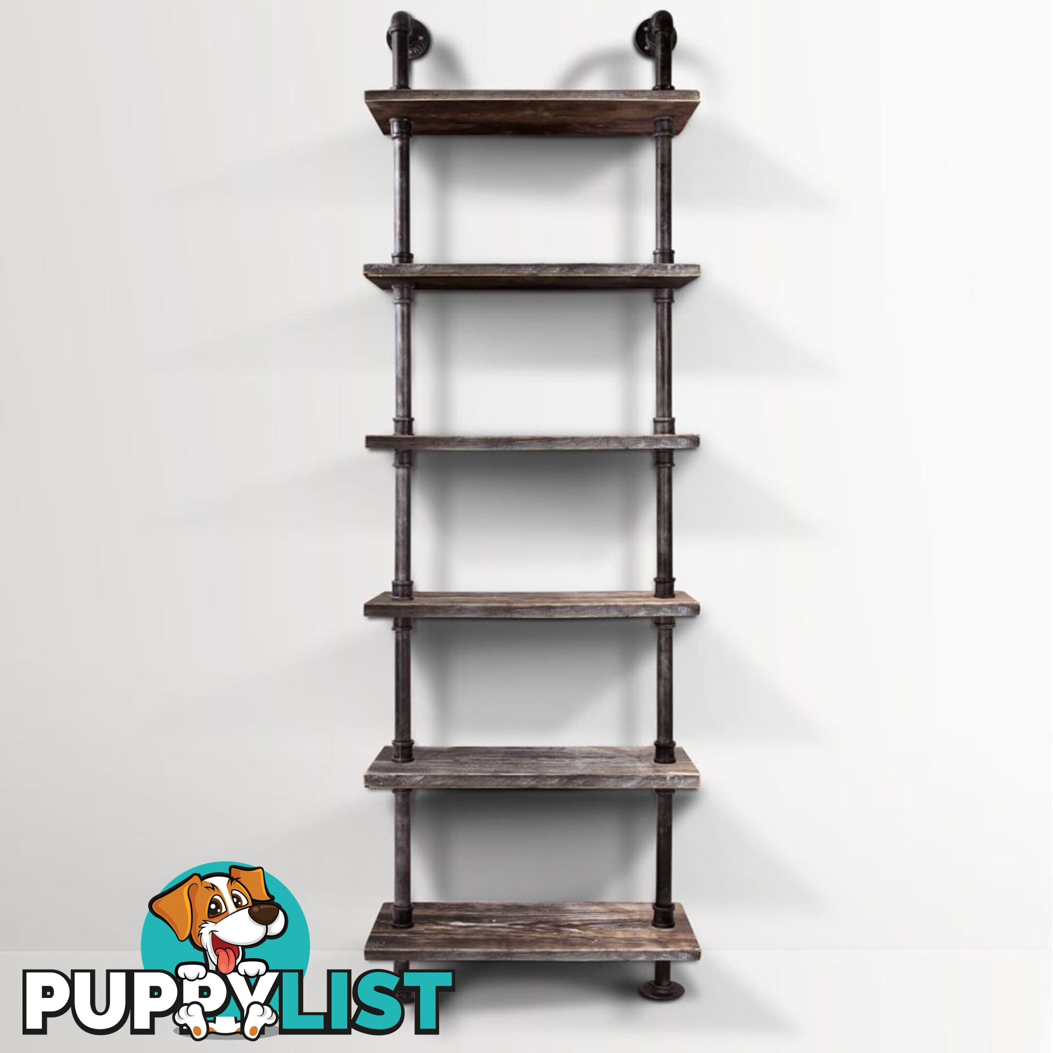 6 Level DIY Rustic Industrial Pipe Shelf Tier Wooden Bookshelf Home Cafe Deco