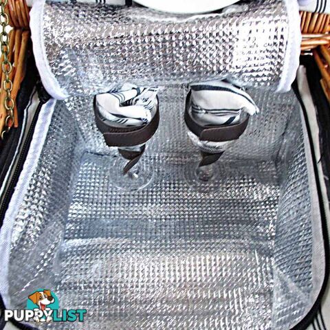 2 Person Picnic Basket Set w/ Cooler Bag Blanket