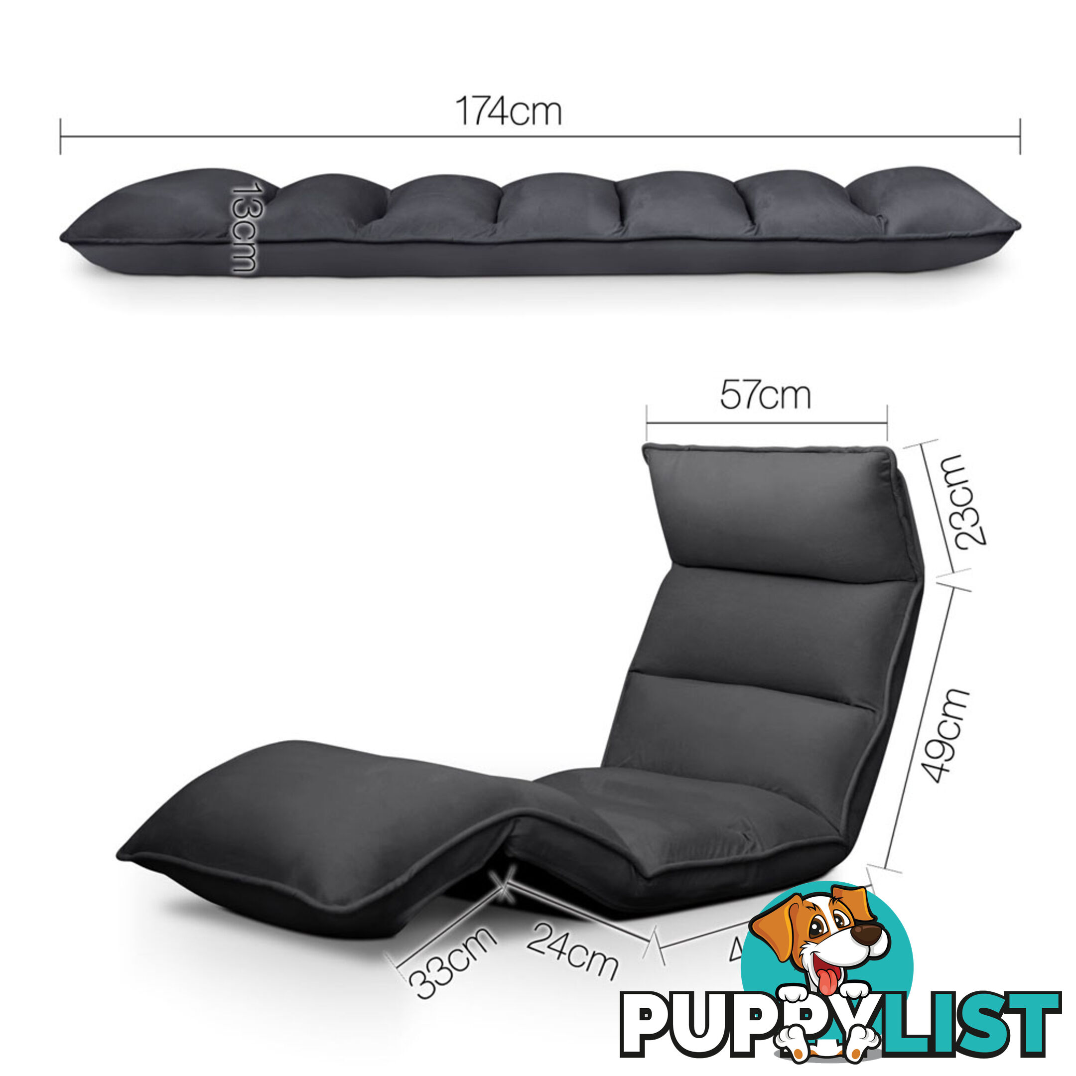 Lounge Sofa Chair - 375 Adjustable Angles _ Charcoal