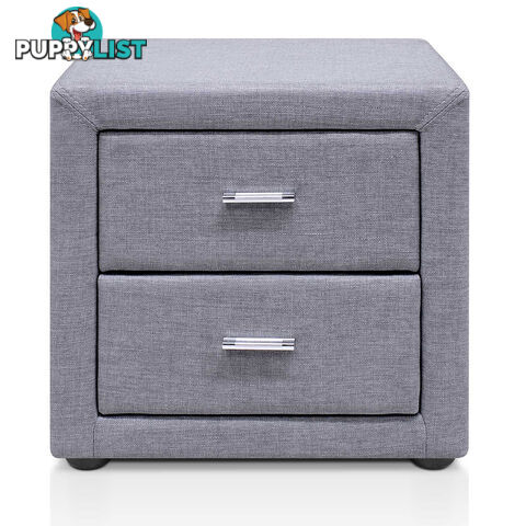 Fabric Bedside Table - Grey