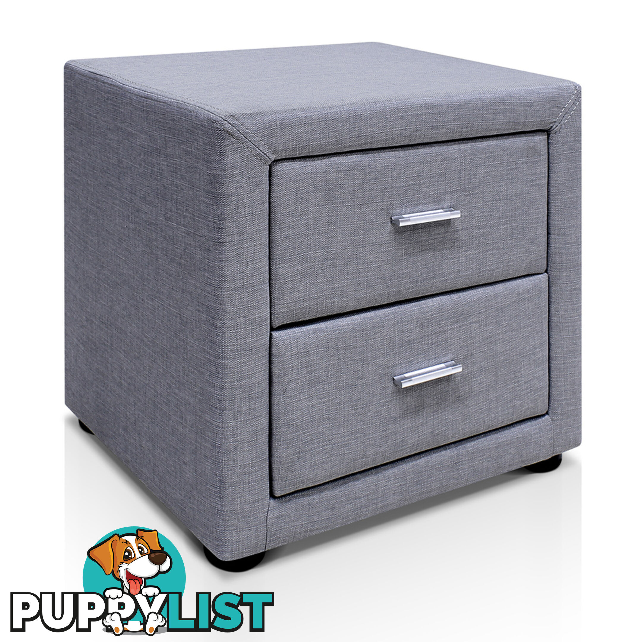 Fabric Bedside Table - Grey