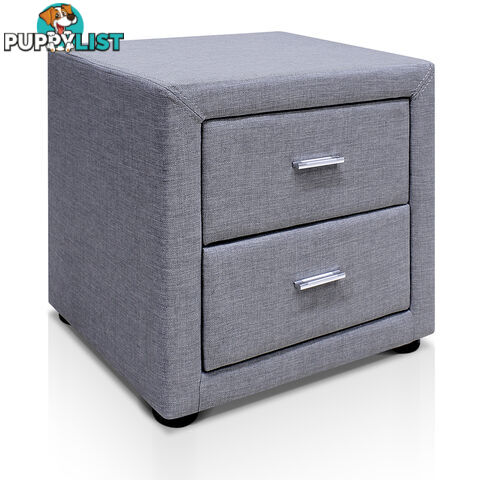 Fabric Bedside Table - Grey