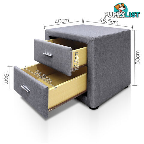 Fabric Bedside Table - Grey