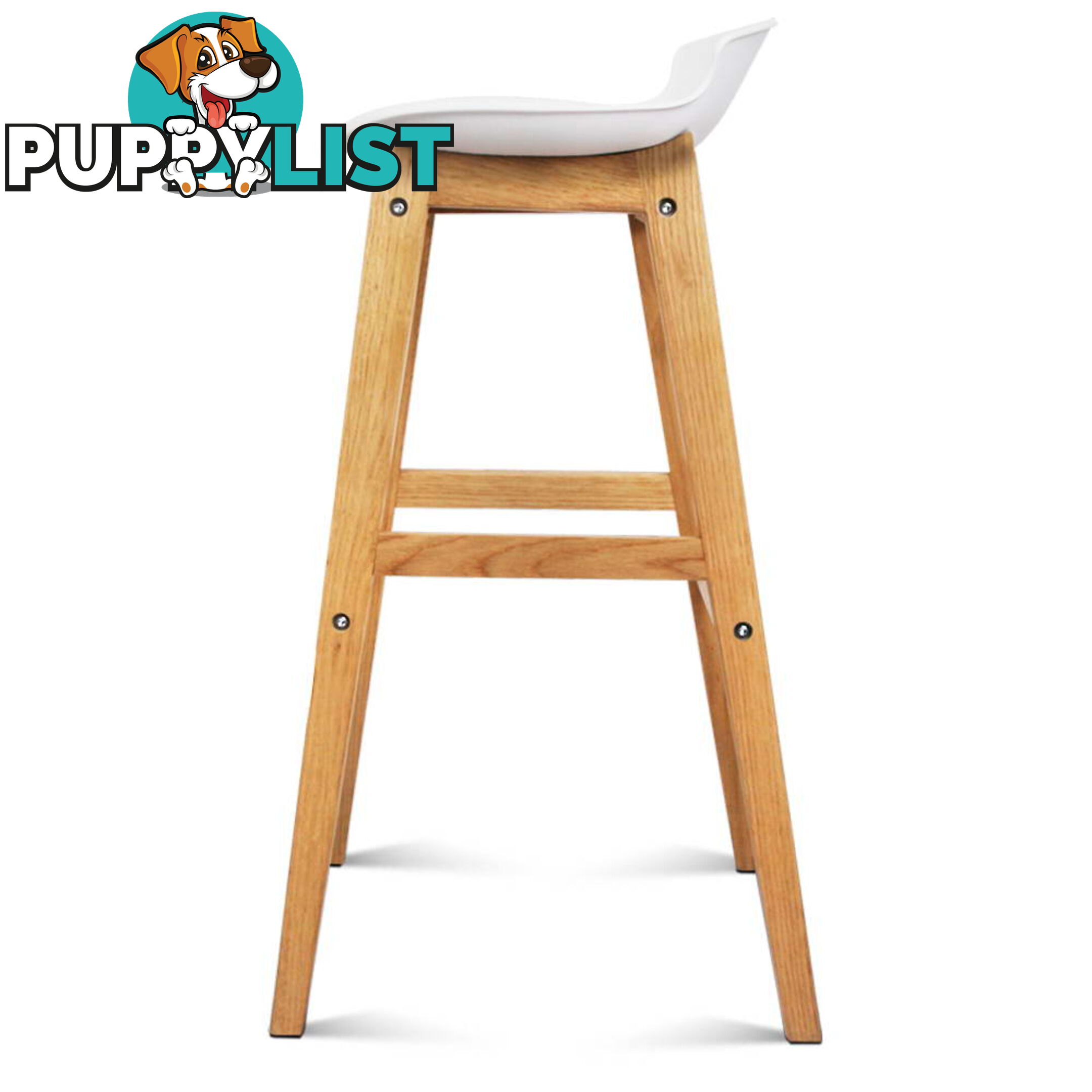 2 x High Seat Back Barstools Counter Chair White