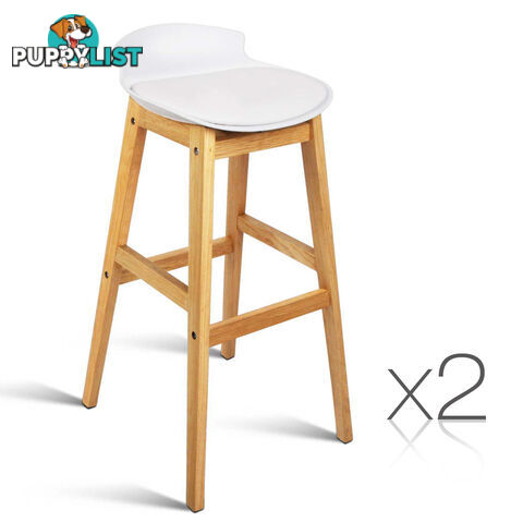 2 x High Seat Back Barstools Counter Chair White