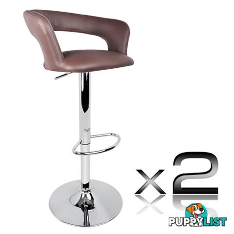 Set of 2 PU Leather Kitchen Bar Stool Chocolate