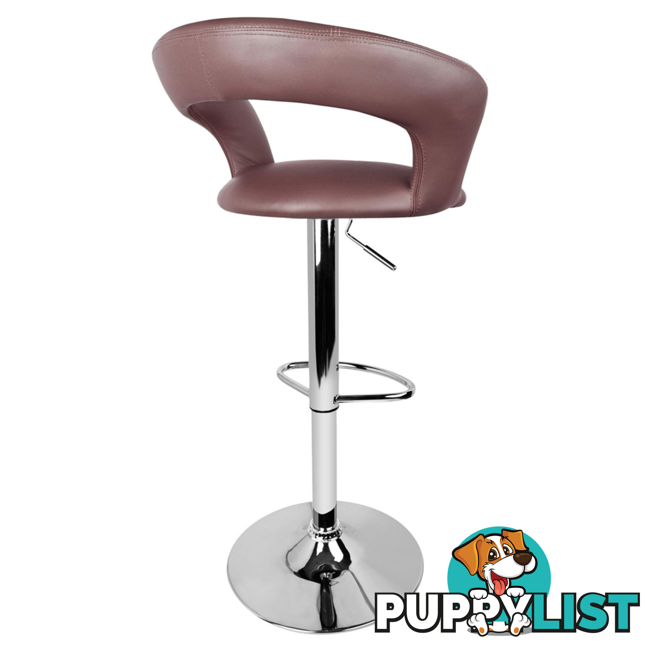 Set of 2 PU Leather Kitchen Bar Stool Chocolate