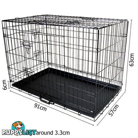 36&#34; Foldable Dog Cage Portable Crate Metal Fold Up Pet Cat Puppy House Kennel