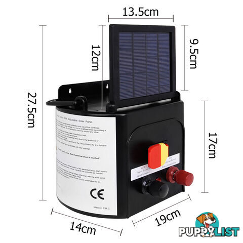 Solar Power 3Km Electric Fence Farm Animal Pet Energiser Energizer Charger 0.1J