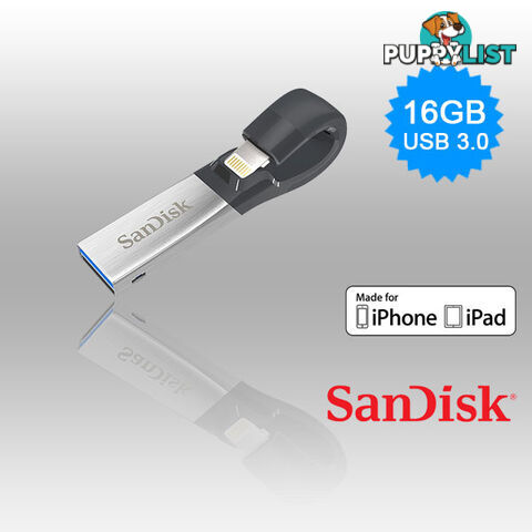 SANDISK IXPAND FLASH DRIVE SDIX30N 16GB GREY IOS USB 3.0  (SDIX30N-016G)