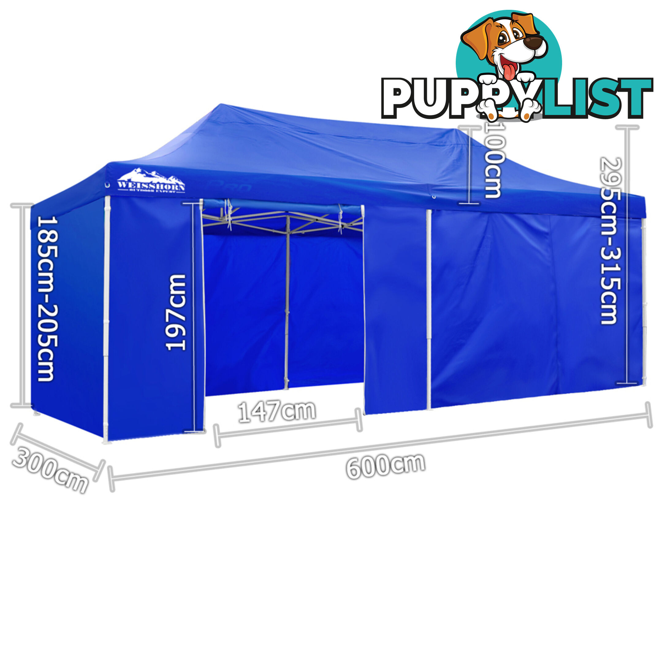 3m x 6m Folding Outdoor Gazebo Marquee Blue