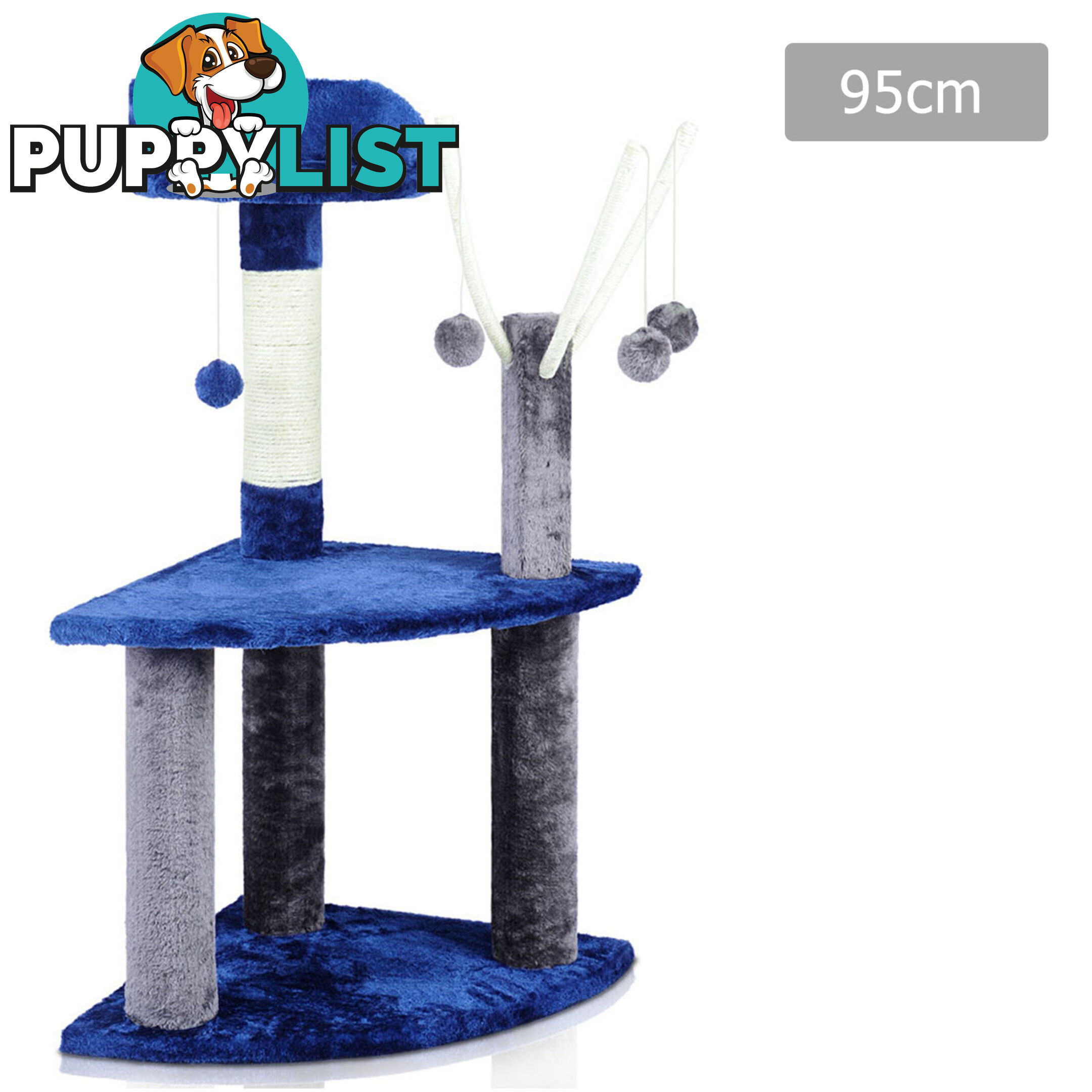 95cm Cat Post Furniture Tree Gym House Condo Kitten Scratching Poles Grey Blue