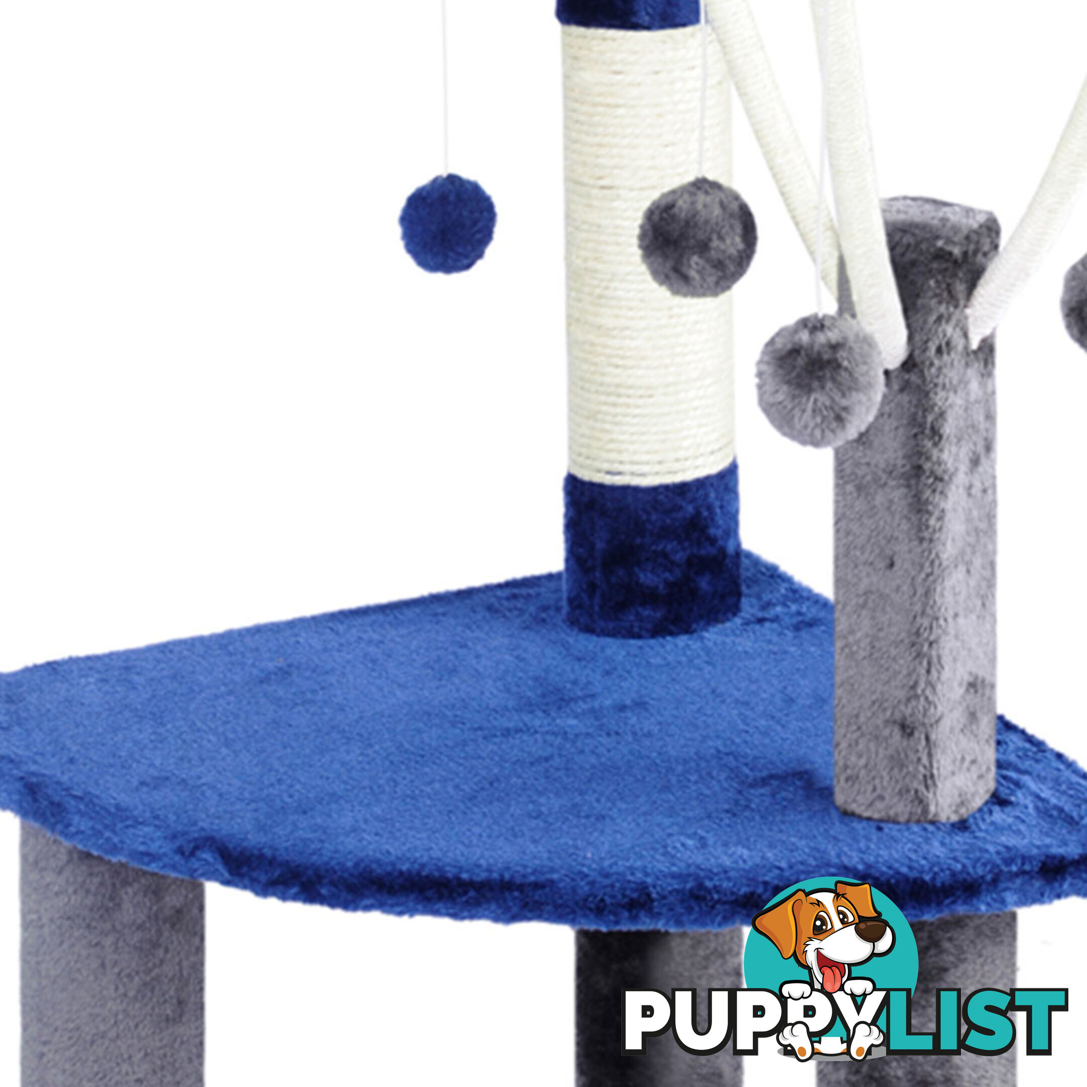 95cm Cat Post Furniture Tree Gym House Condo Kitten Scratching Poles Grey Blue