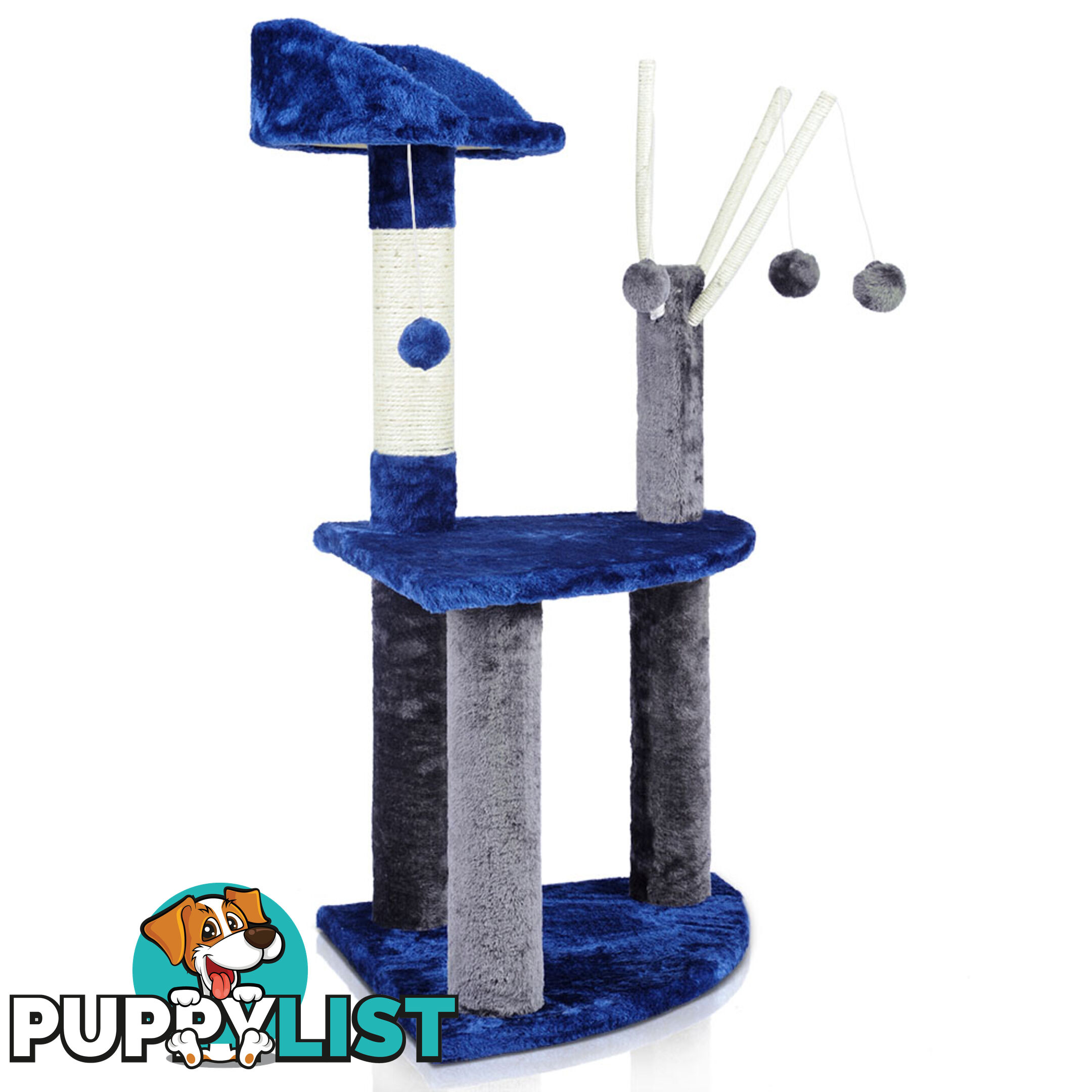 95cm Cat Post Furniture Tree Gym House Condo Kitten Scratching Poles Grey Blue